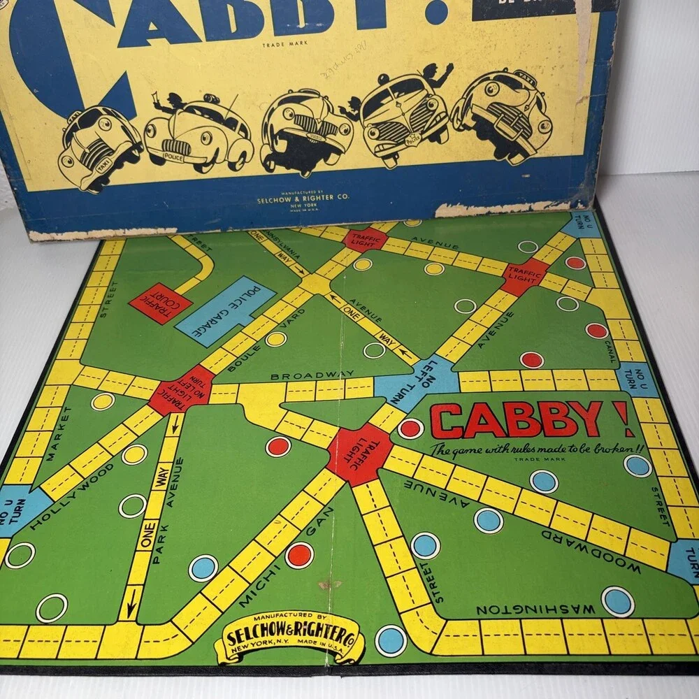 Vintage CABBY Selchow & Righter Board Game Metal Pieces 1938 (Incomplete)